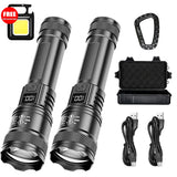 Ultra Bright LED Flashlight 2000LM Type-C Rechargeable Long Range Zoom Tactical Torch Outdoor Emergency Camping Fishing Lantern