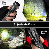 Ultra Bright LED Flashlight 2000LM Type-C Rechargeable Long Range Zoom Tactical Torch Outdoor Emergency Camping Fishing Lantern