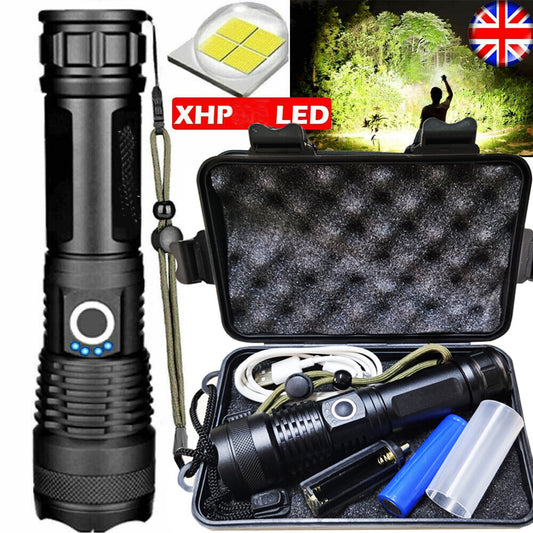 LED Flashlight Zoom USB Rechargeable Super Bright Torch Camping Lamp Work Light