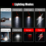 Super Bright Portable LED Flashlight Multifunctional Rechargeable Work Light with Clip Magnetic Torch Light for Camping Outdoors