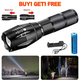 2PCS USB Rechargeable LED Flashlight Super Bright Torch Tactical Camping Lamp