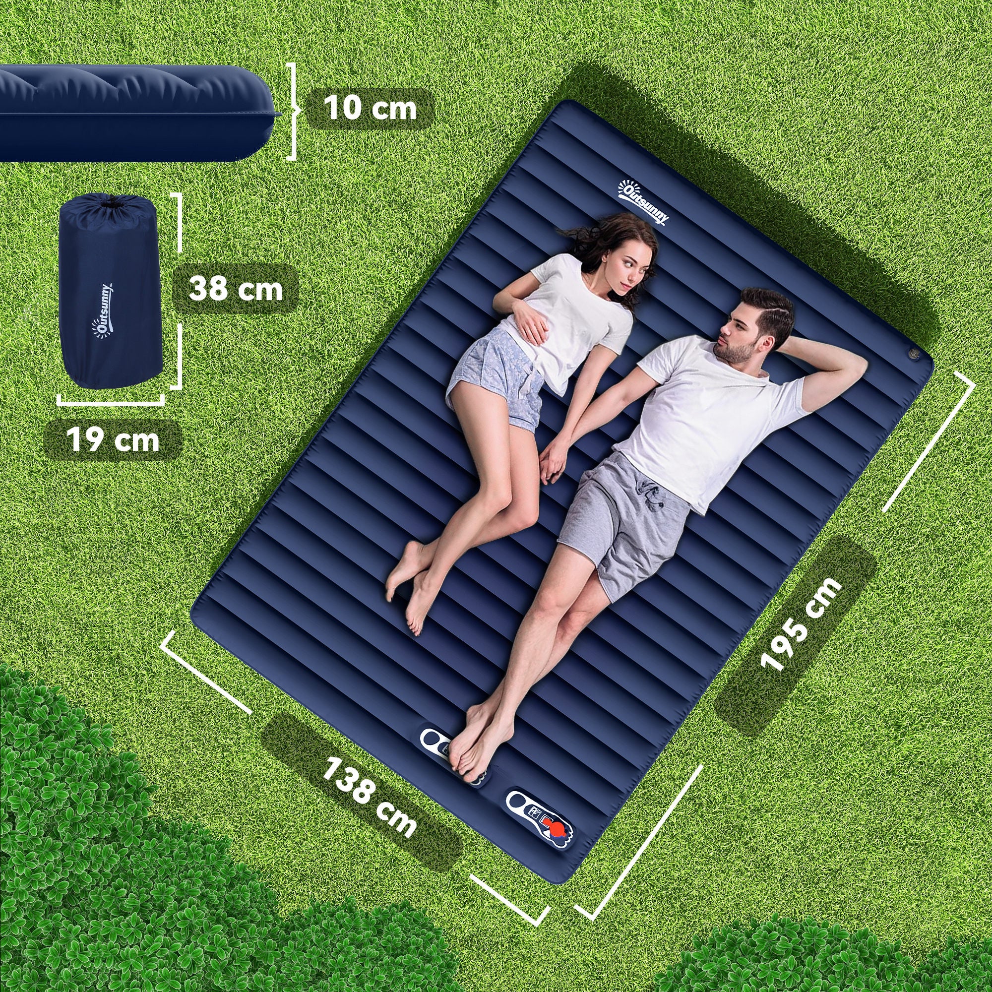2 Person Camping Inflatable Mattress - Navy Blue