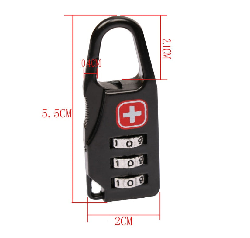 Zinc alloy saber silk screen cross code lock mini lock tent lock backpack padlock luggage padlock