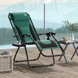 Zero Gravity Festival Lounger Chair, Folding Reclining Patio Chair With Padded Seat, Cup Holder, Soft Cushion And Headrest For Relaxation, Poolside, Camping, Green