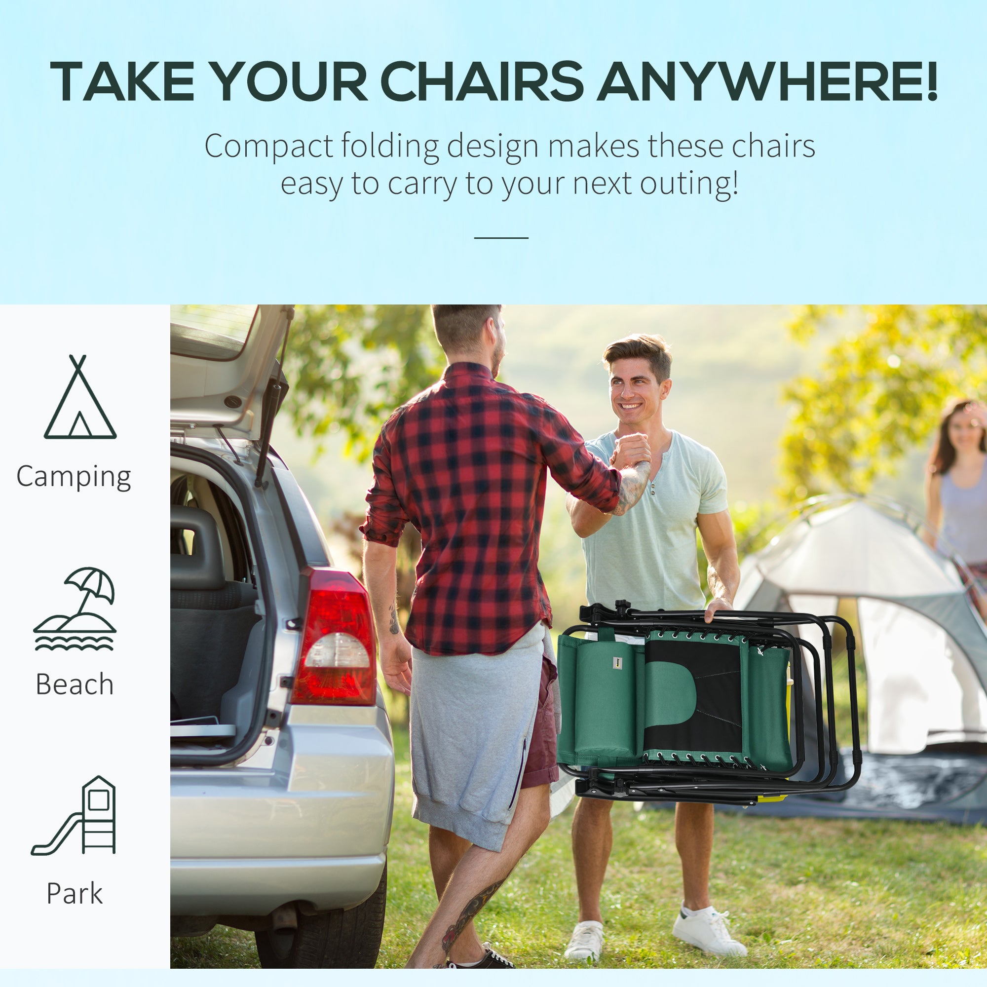 Zero Gravity Festival Lounger Chair, Folding Reclining Patio Chair With Padded Seat, Cup Holder, Soft Cushion And Headrest For Relaxation, Poolside, Camping, Green