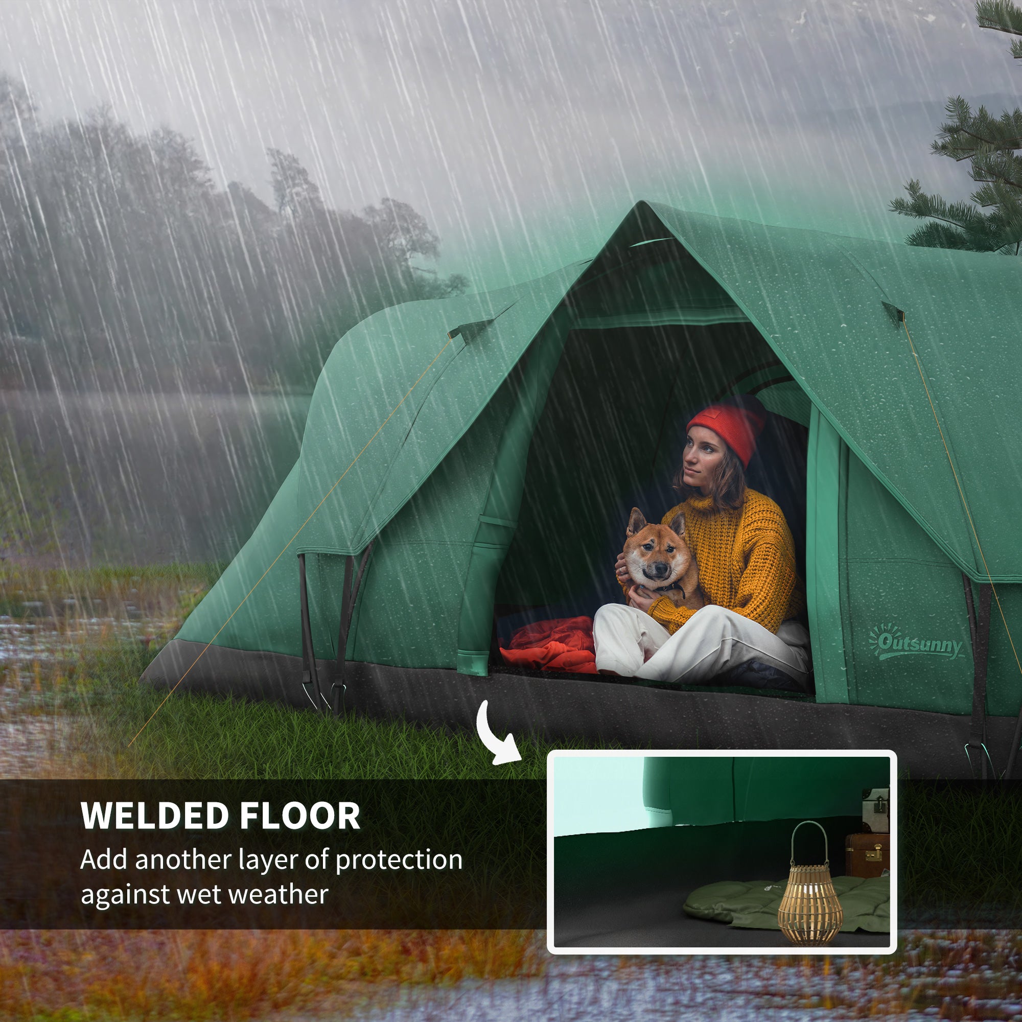 5-6 Man Dome Camping Tent - Dark Green