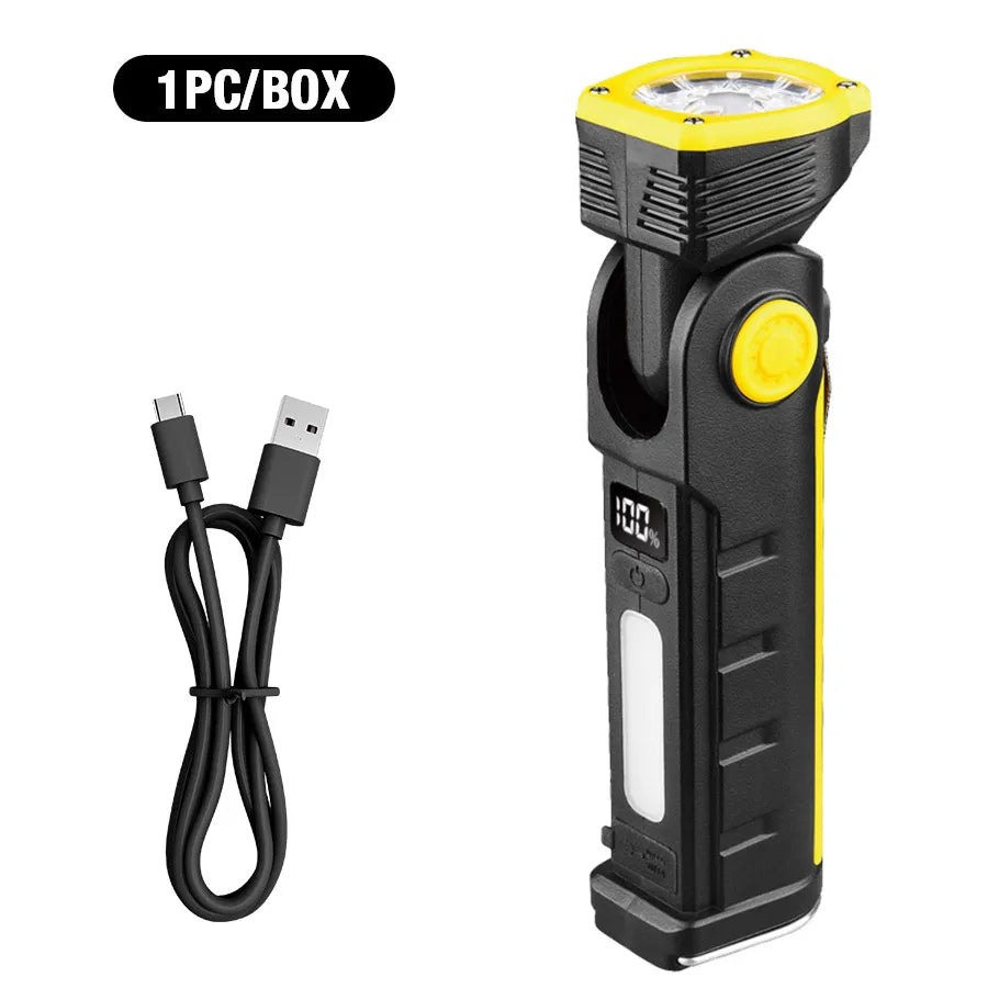 Super Bright Portable LED Flashlight Multifunctional Rechargeable Work Light with Clip Magnetic Torch Light for Camping Outdoors