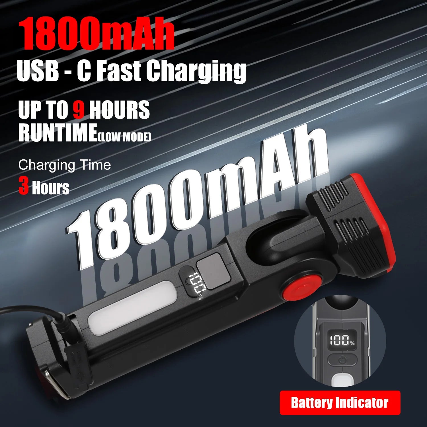 Super Bright Portable LED Flashlight Multifunctional Rechargeable Work Light with Clip Magnetic Torch Light for Camping Outdoors