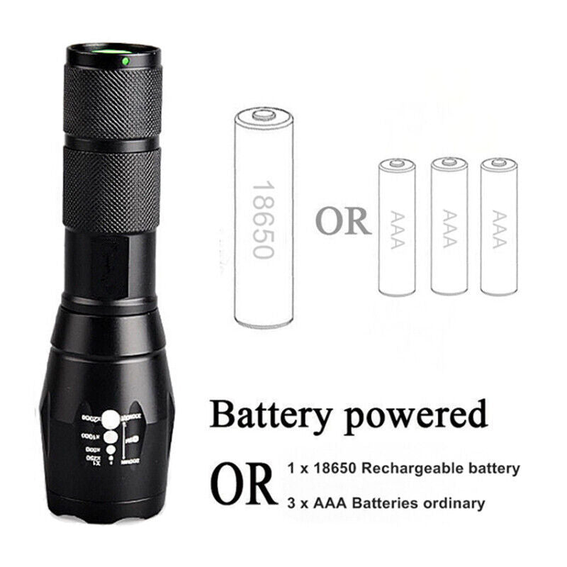 2PCS USB Rechargeable LED Flashlight Super Bright Torch Tactical Camping Lamp