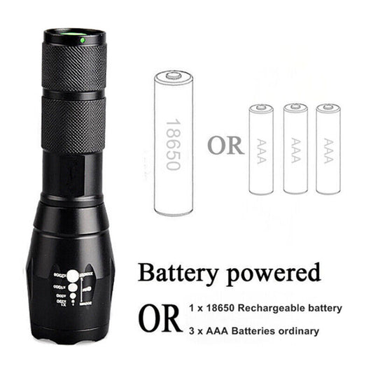 2PCS USB Rechargeable LED Flashlight Super Bright Torch Tactical Camping Lamp