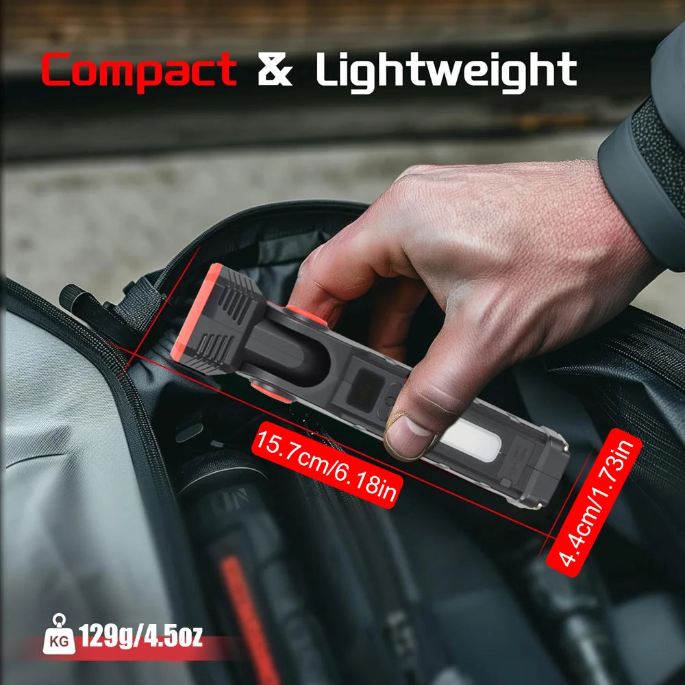 Super Bright Portable LED Flashlight Multifunctional Rechargeable Work Light with Clip Magnetic Torch Light for Camping Outdoors