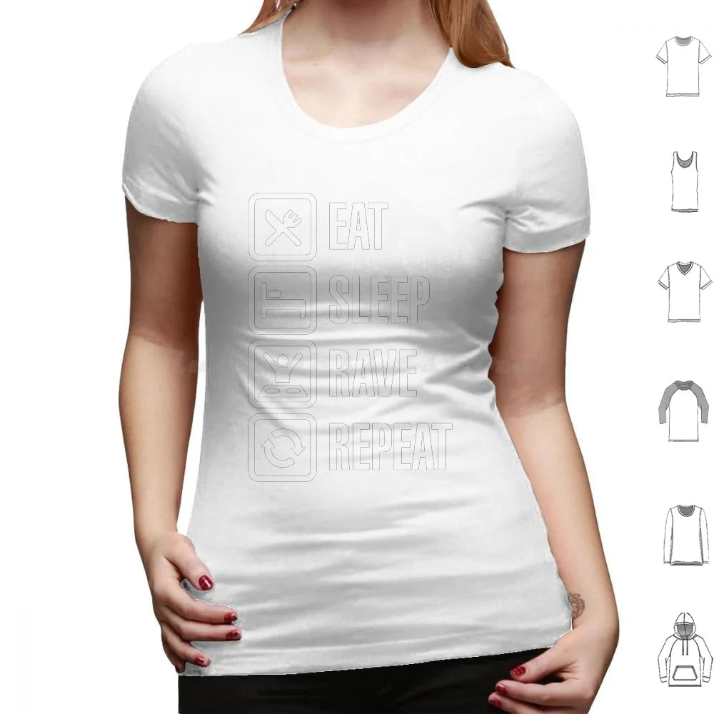 Eat Sleep Rave Repeat T Shirt 6xl Cotton Cool Tee House Dj Music Fat Boy Slim Rave Dance Eat Sleep Game Party Animal Festival