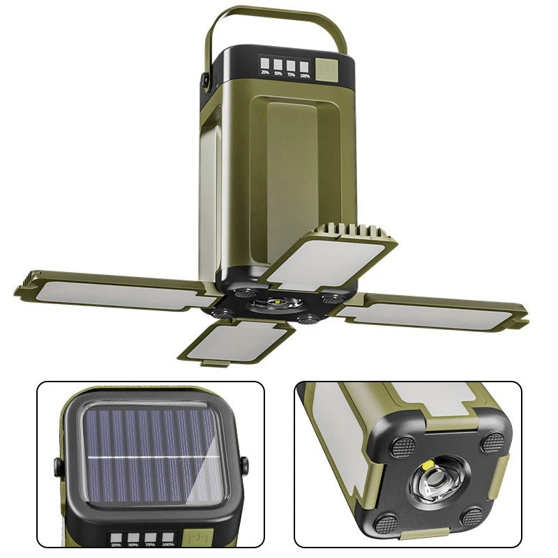 Solar Outdoor Camping Light Supports USB Output 4-leaf Foldable Charging Lighting Tent Emergency Atmosphere Lantern