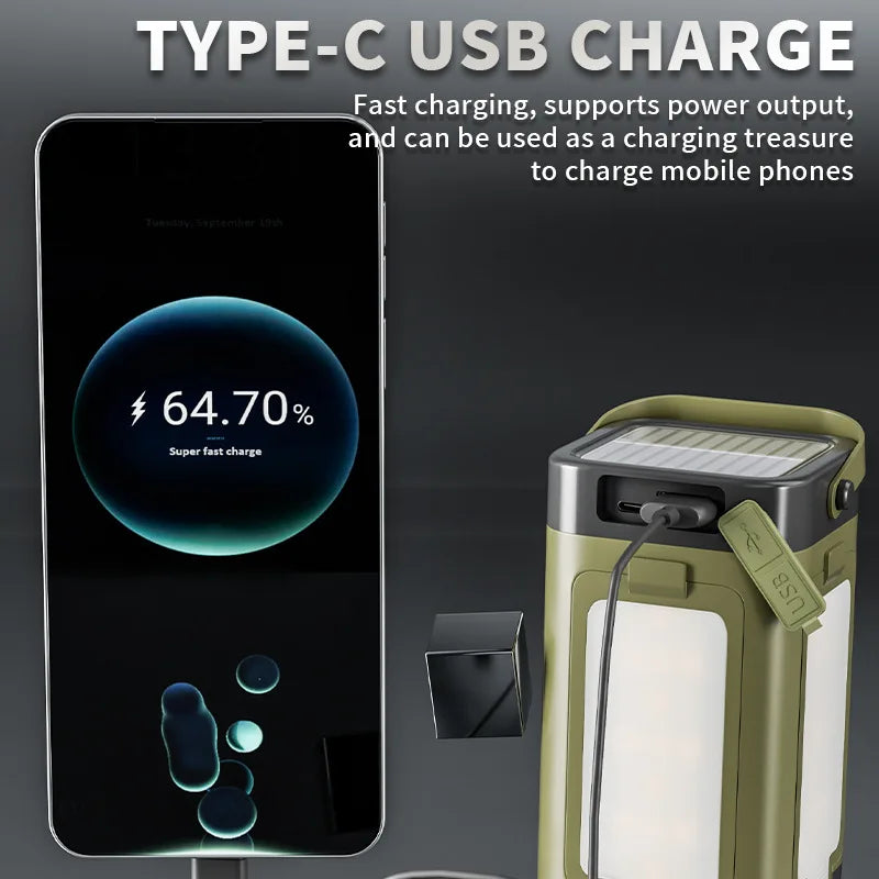 Solar Outdoor Camping Light Supports USB Output 4-leaf Foldable Charging Lighting Tent Emergency Atmosphere Lantern