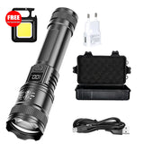 Ultra Bright LED Flashlight 2000LM Type-C Rechargeable Long Range Zoom Tactical Torch Outdoor Emergency Camping Fishing Lantern