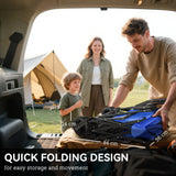 Folding Trolley Cart Storage Wagon Beach Trailer 4 Wheels With Handle Overhead Canopy Cart Push Pull For Camping, Blue